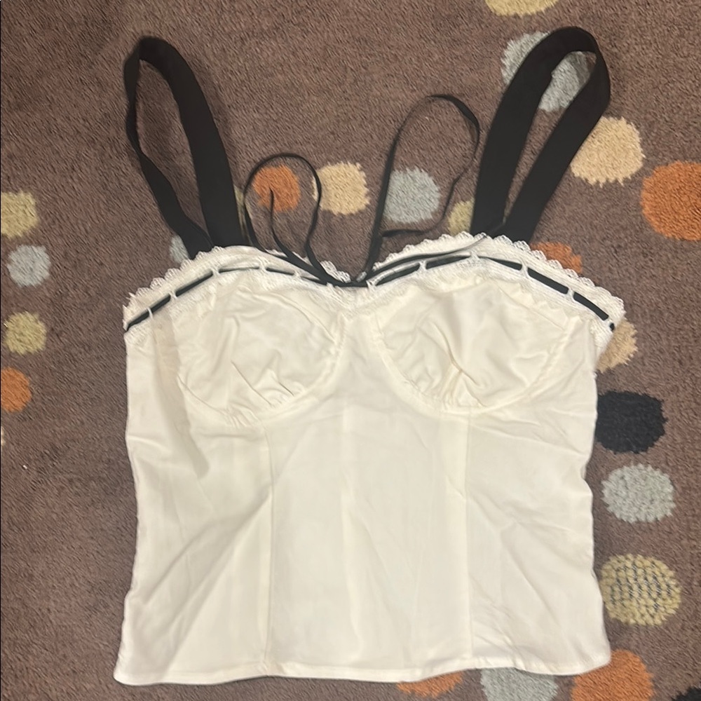Chic White Lace Trim Cami Top